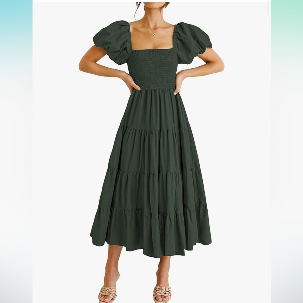 PrettyGarden Smocked Tiered Ruffle Dress Women’s M